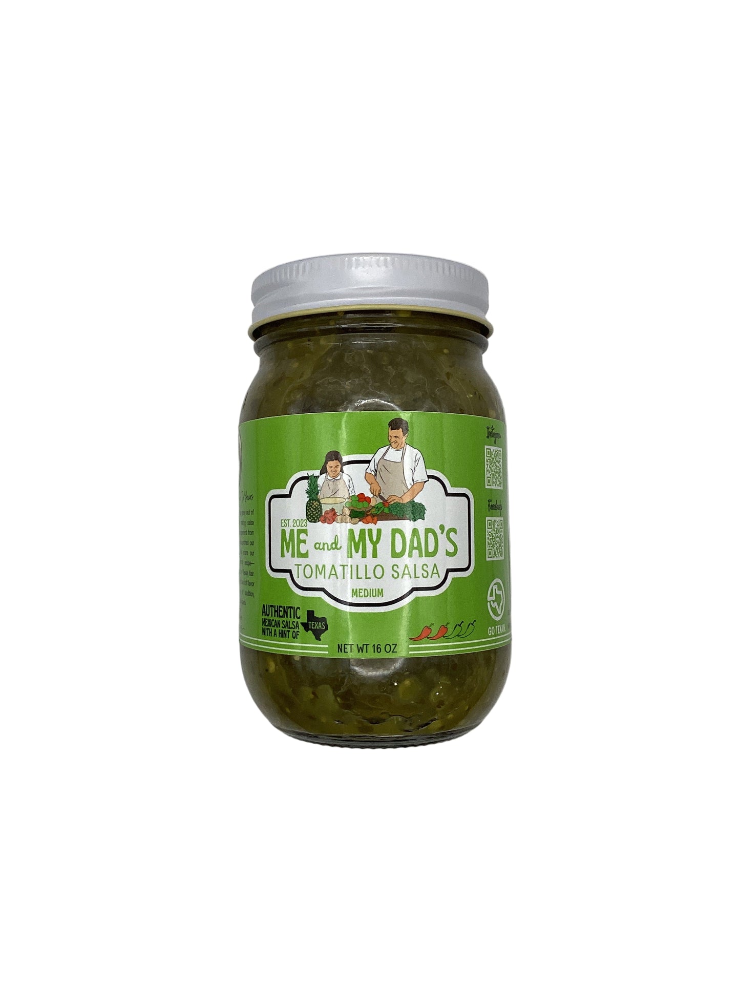 Me and My Dad’s Medium Tomatillo Salsa 16oz - Salty's Texas Provisions