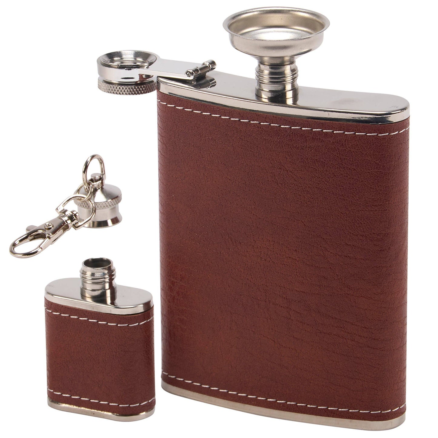 Brown Pebbled Flask Set