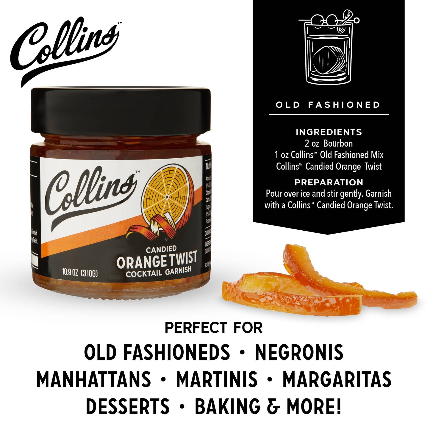 Italian Candied Orange Peel Twist Cocktail Garnish 10.9 oz