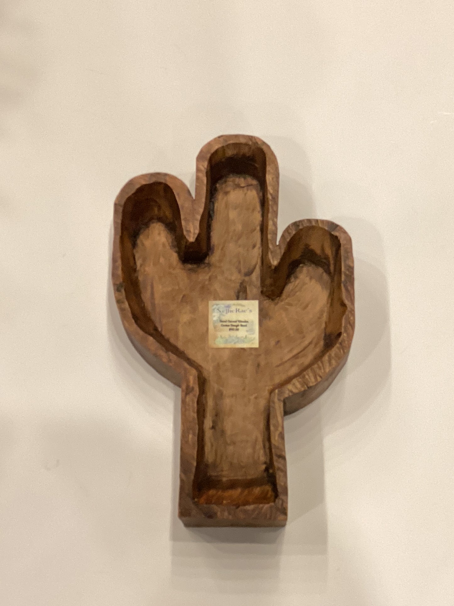 Hand Carved Wooden Cactus Dough Bowl R589