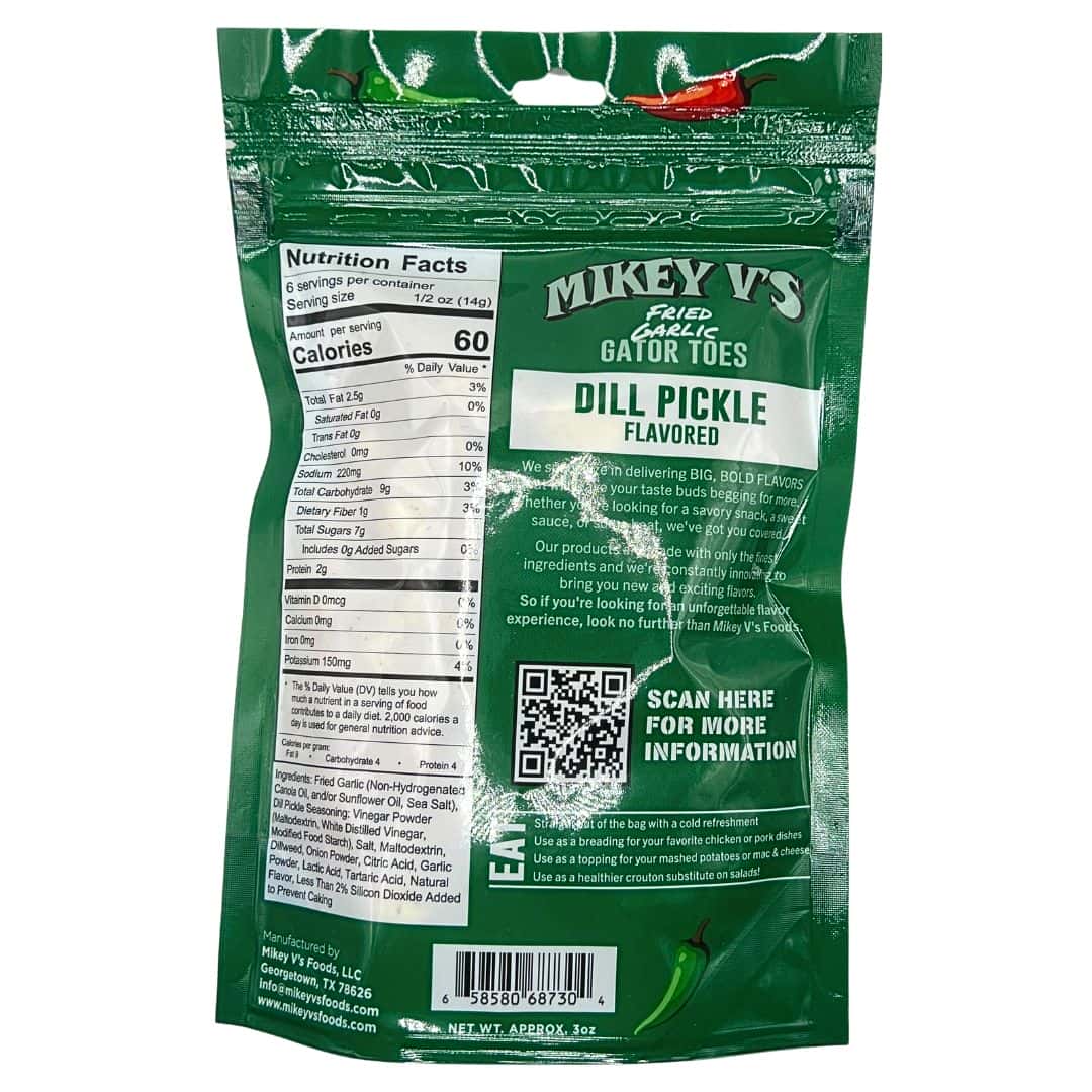 Gator Toes (Deep Fried Garlic) - Dill Pickle: 3oz - Salty's Texas Provisions