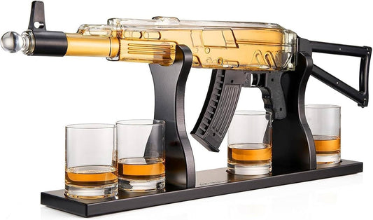 AK47 Gun Decanter Set | 710 ml | 4, 10.5oz - Salty's Texas Provisions