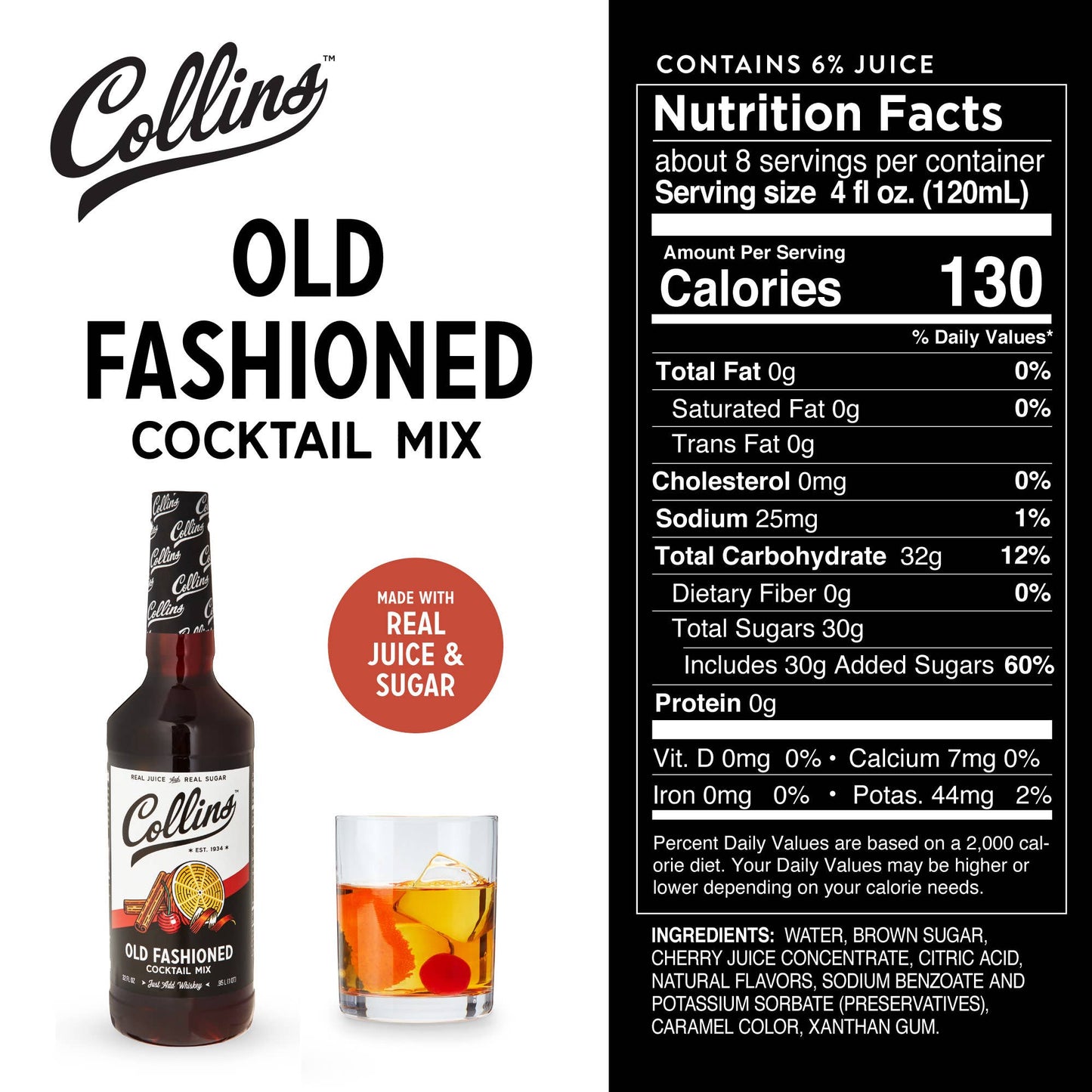 Real Sugar Old Fashioned Cocktail Mix 32 oz
