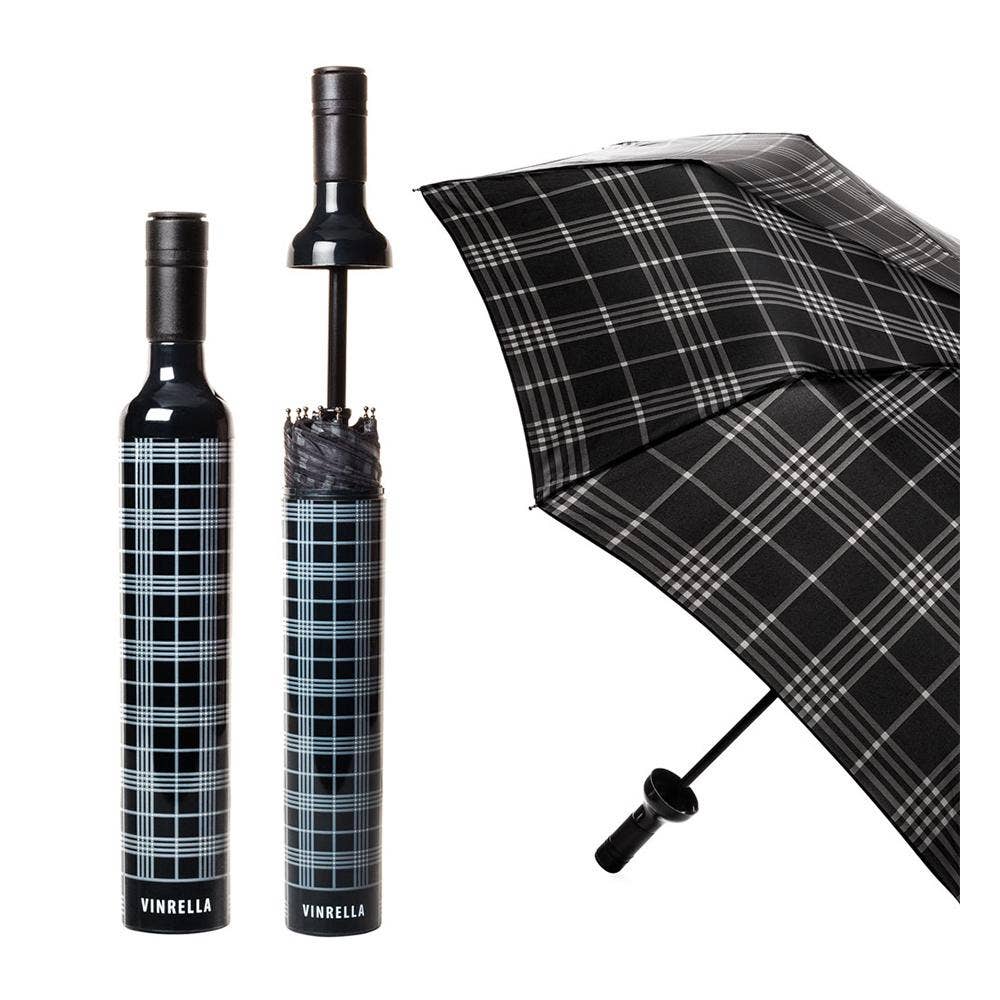 Black Plaid Bottle Umbrella - Salty's Texas Provisions