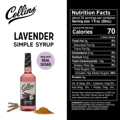 Real Sugar Lavender Cocktail Simple Syrup 32 oz