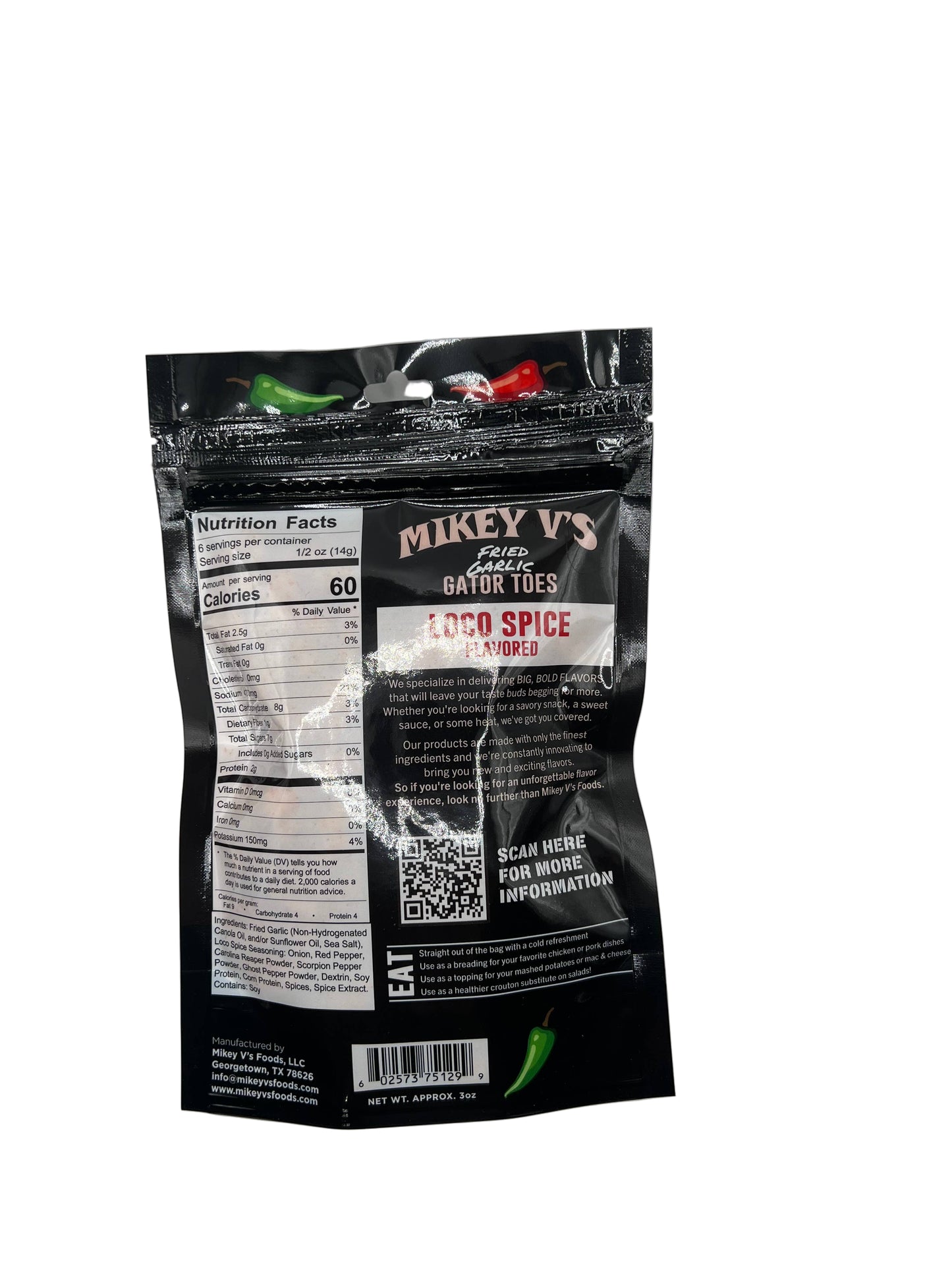 Gator Toes (Deep Fried Garlic) - Loco Spice: 3oz - Salty's Texas Provisions