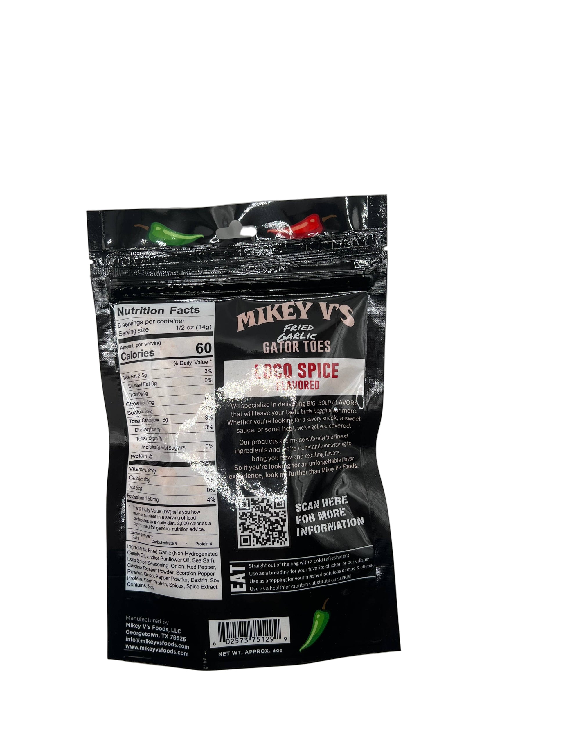 Gator Toes (Deep Fried Garlic) - Loco Spice: 3oz - Salty's Texas Provisions