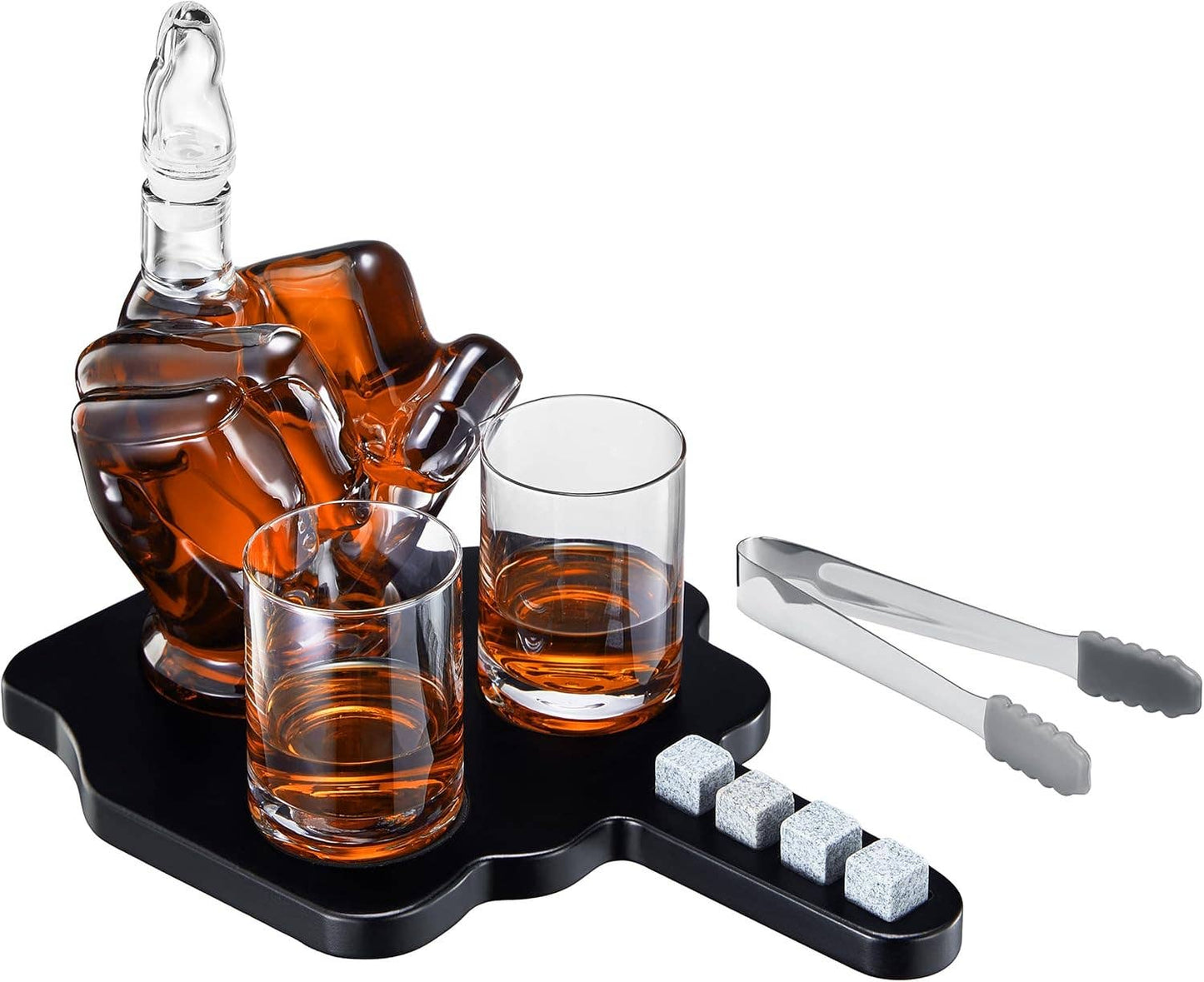 Middle Finger Whiskey Decanter Set with Glasses - Salty's Texas Provisions