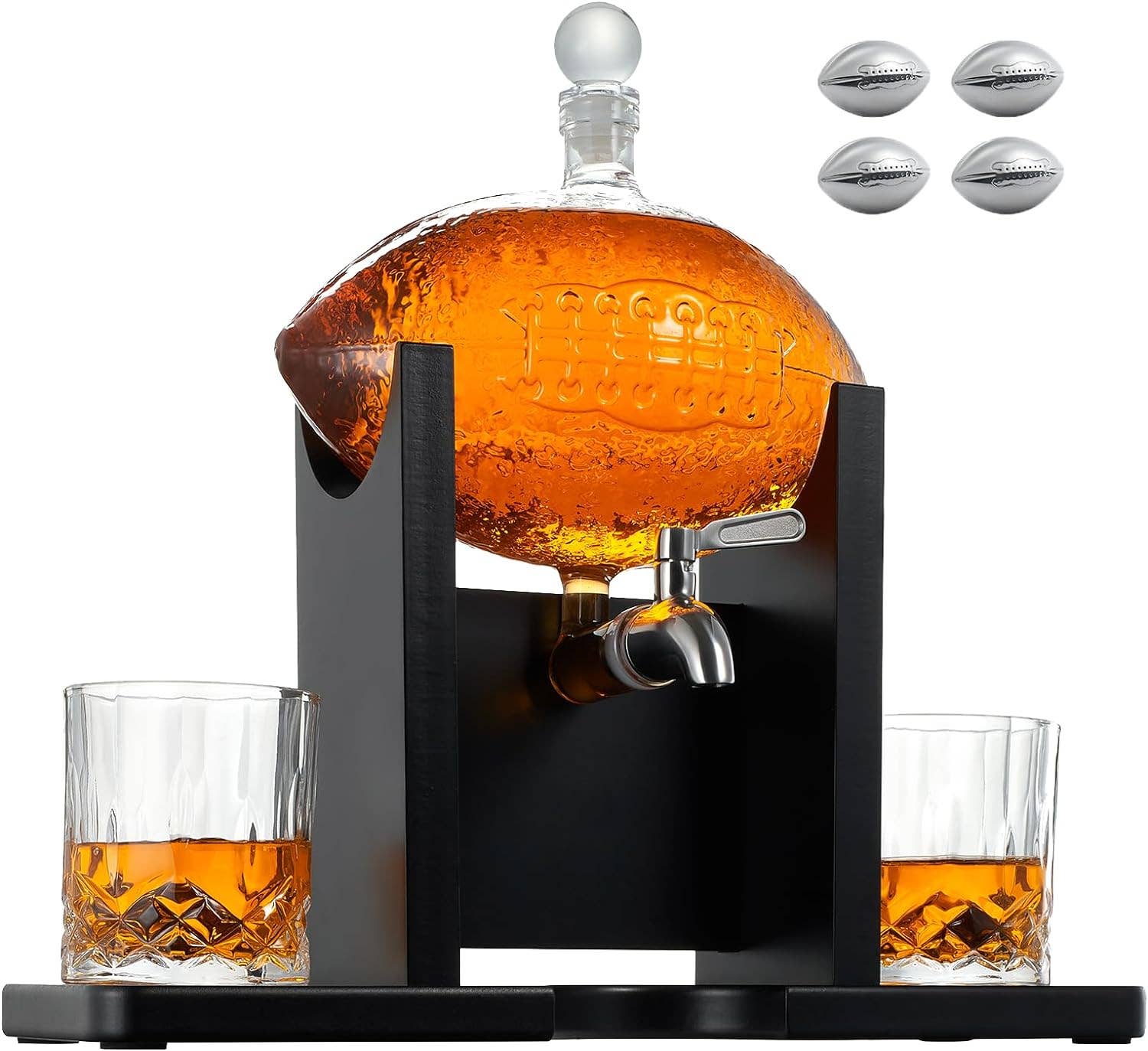Football Decanter Set with 2 Whiskey & Wine Glasses | 1400mL - Salty's Texas Provisions
