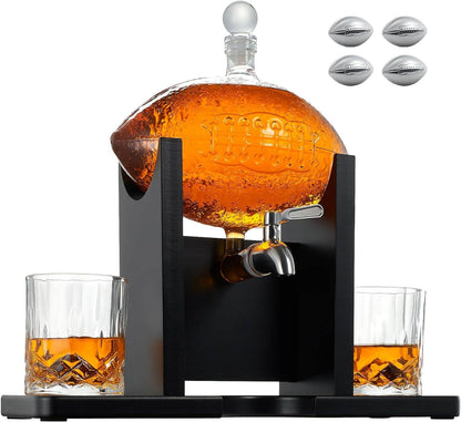 Football Decanter Set with 2 Whiskey & Wine Glasses | 1400mL - Salty's Texas Provisions