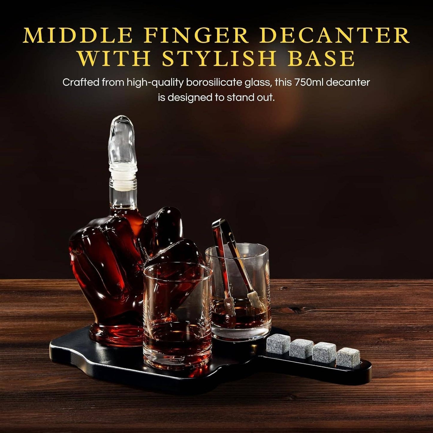 Middle Finger Whiskey Decanter Set with Glasses - Salty's Texas Provisions