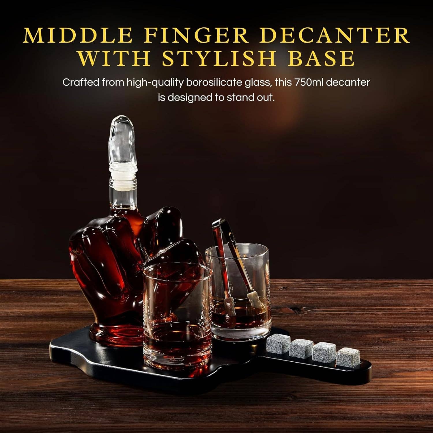 Middle Finger Whiskey Decanter Set with Glasses - Salty's Texas Provisions