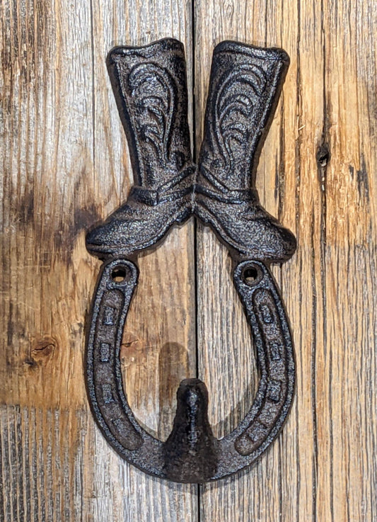 Cowboy Boots with Horseshoe Hook