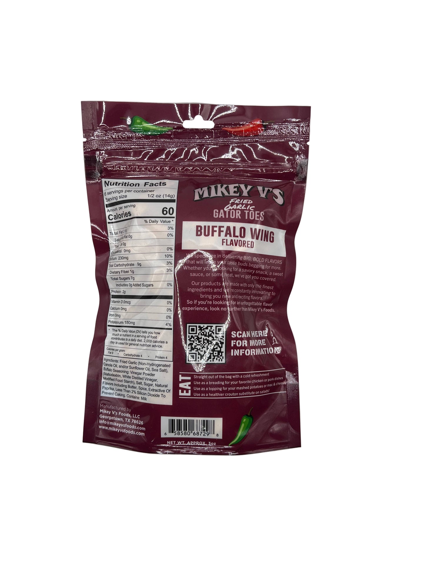 Gator Toes (Deep Fried Garlic) - Buffalo Wing: 3oz - Salty's Texas Provisions