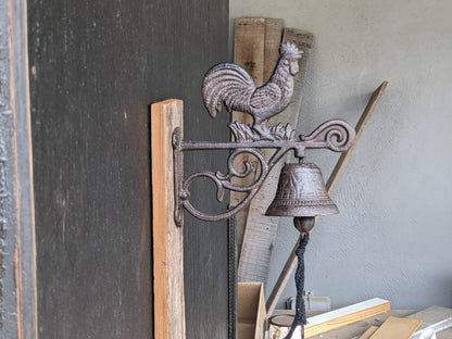 Metal Bell, Cast Iron,  Rooster Bell, Wall mount