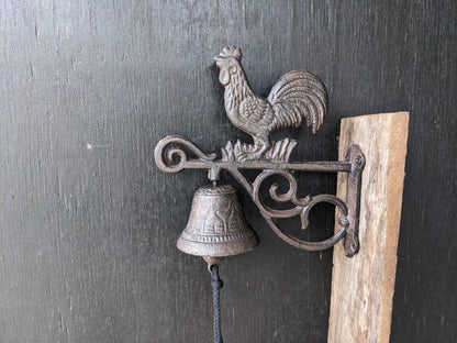Metal Bell, Cast Iron,  Rooster Bell, Wall mount