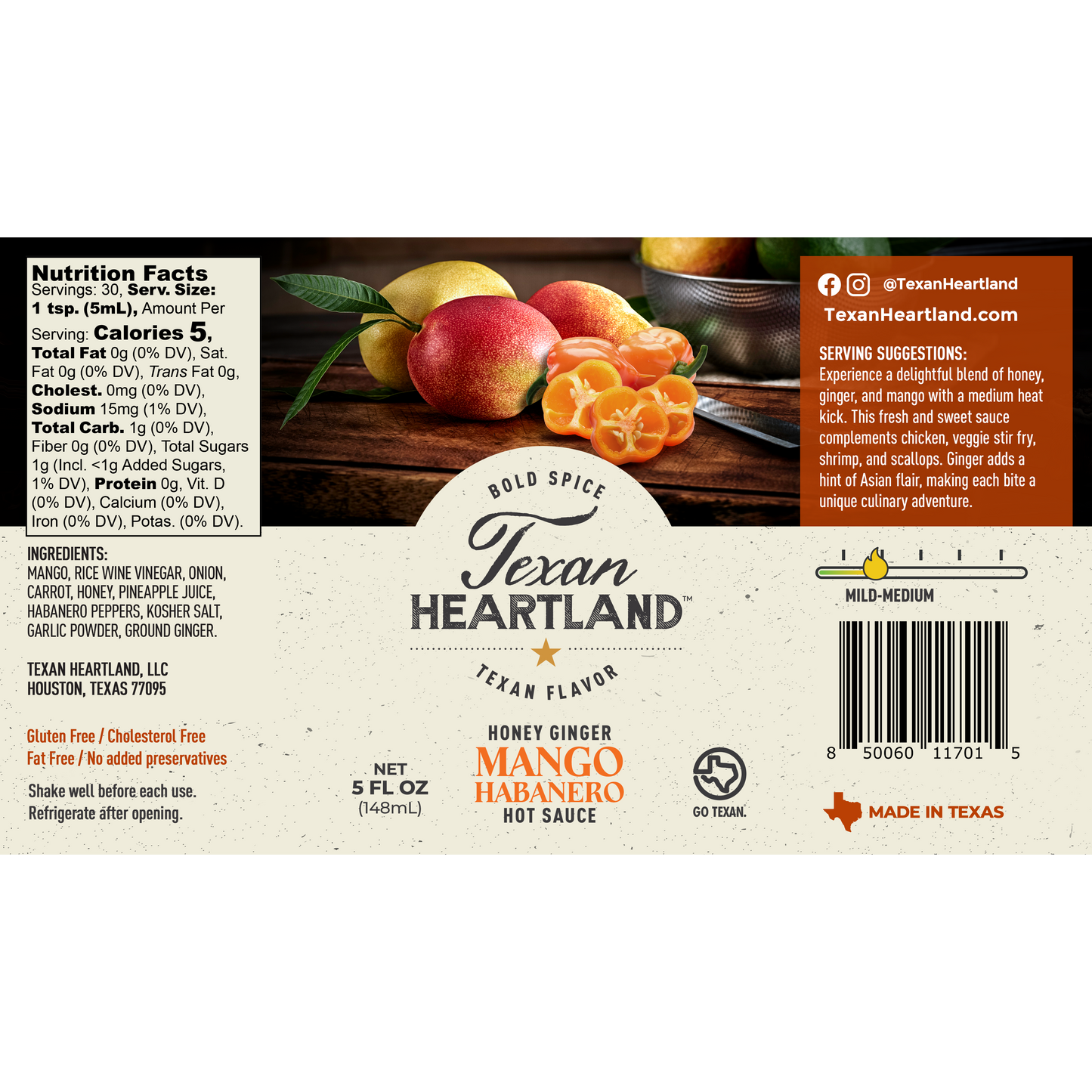 Honey Ginger Mango Habanero Hot Sauce