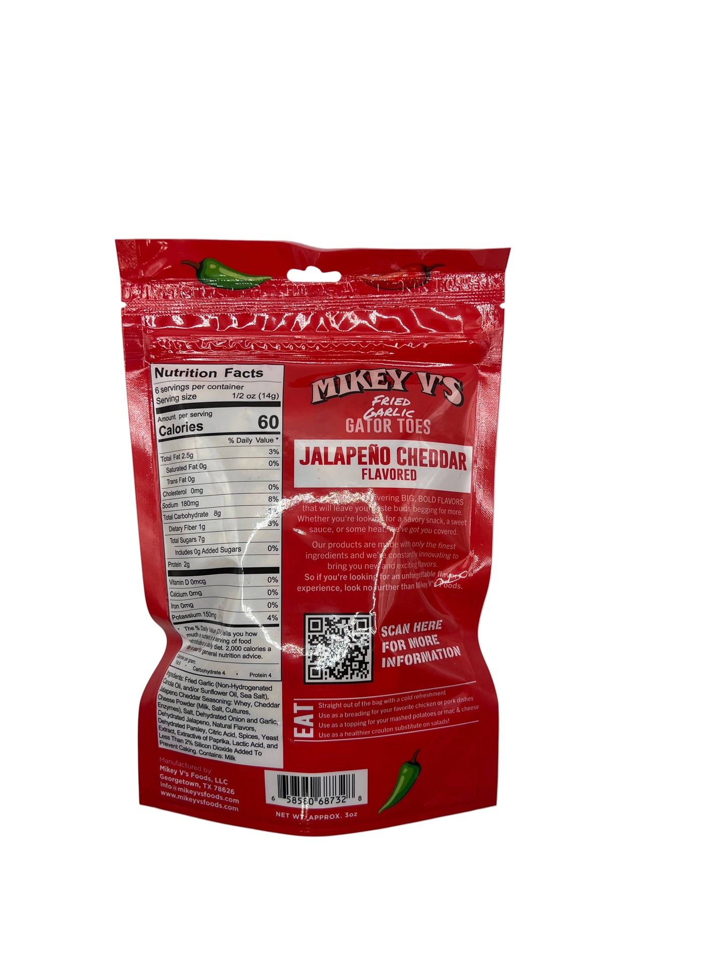 Gator Toes (Deep Fried Garlic) - Jalapeño Cheddar: 3oz - Salty's Texas Provisions