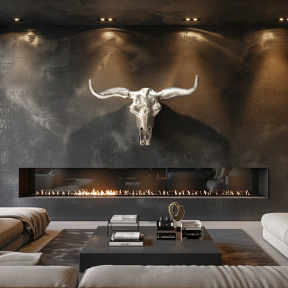 Textured Deco Bull Head (Wall Mount), S