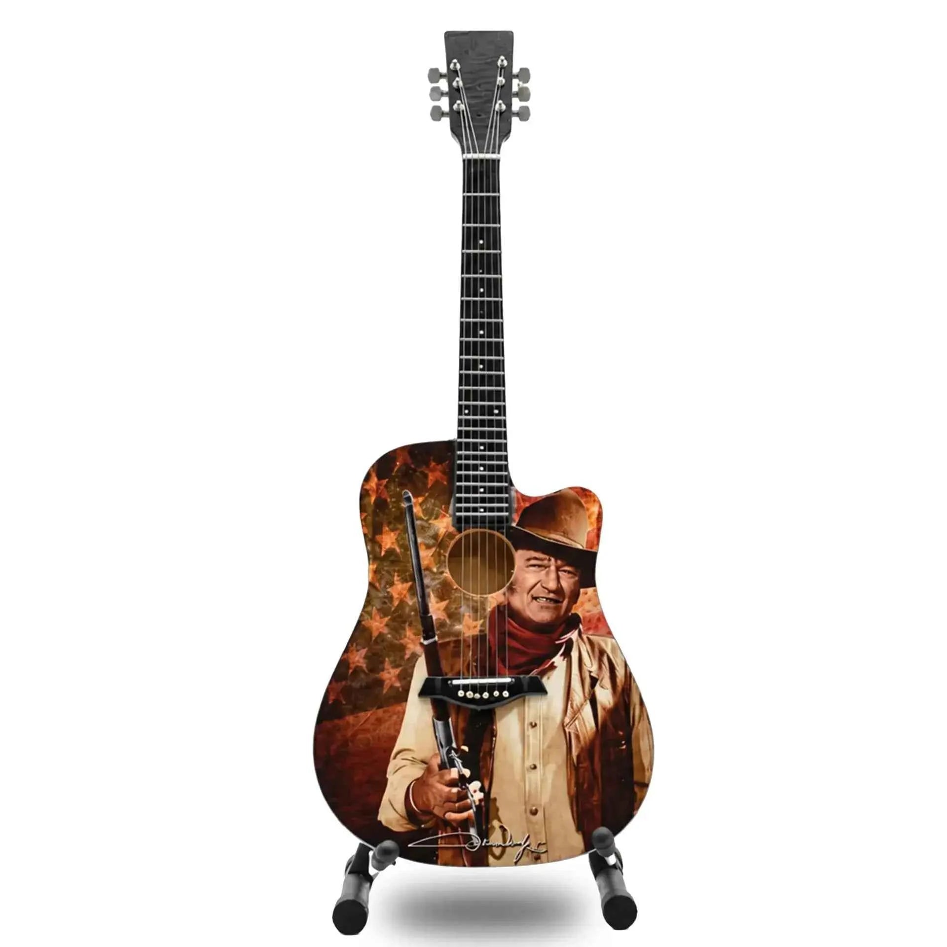 John Wayne Guitar - With Rifle 10" Tall with Stand