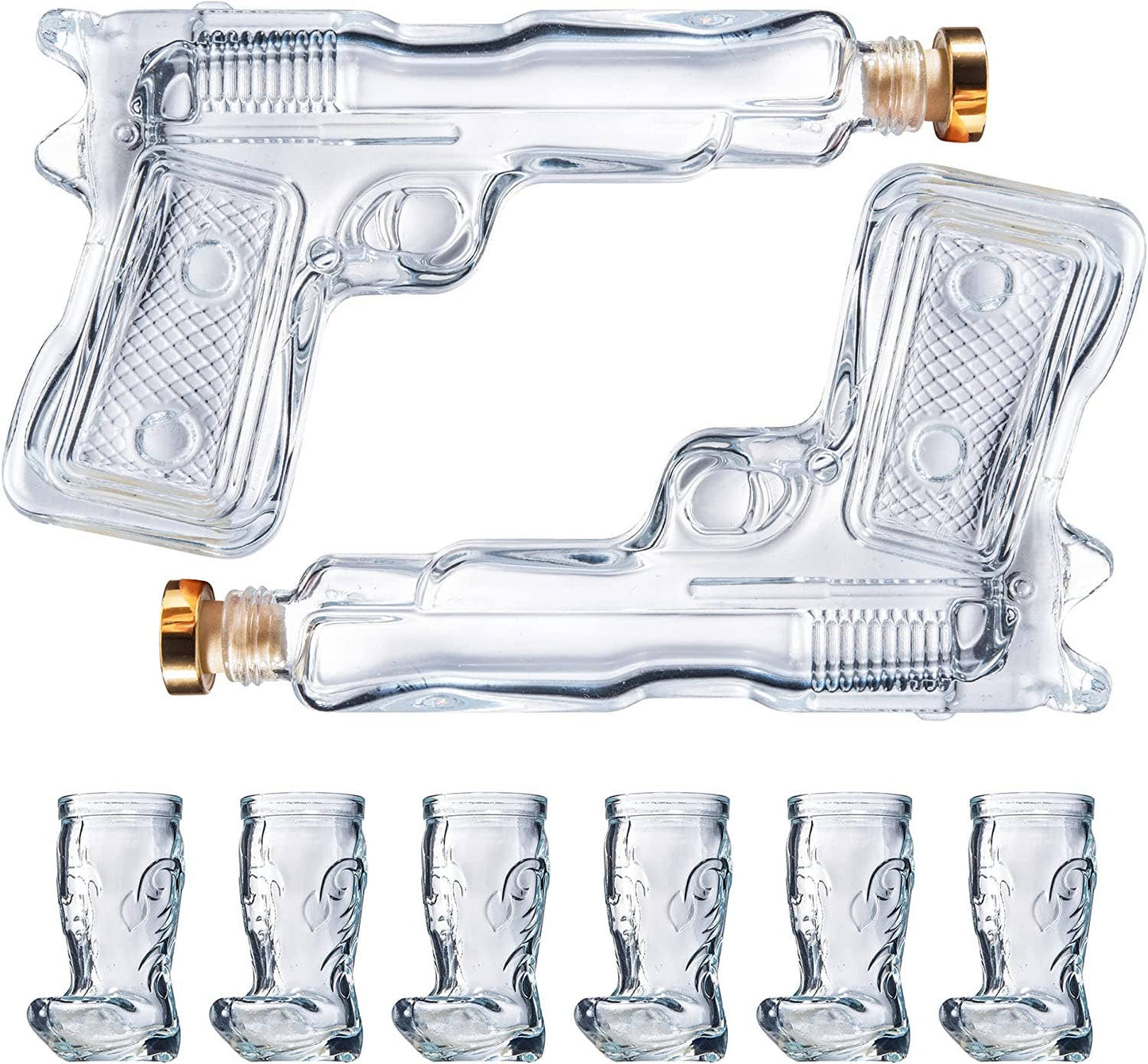 Pistol Gun Decanter & Pistol Shot Glasses Set - Holster