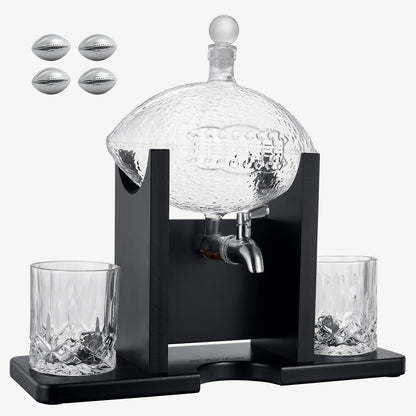 Football Decanter Set with 2 Whiskey & Wine Glasses | 1400mL - Salty's Texas Provisions