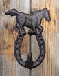 Horse with Horseshoe Cast Iron Hook