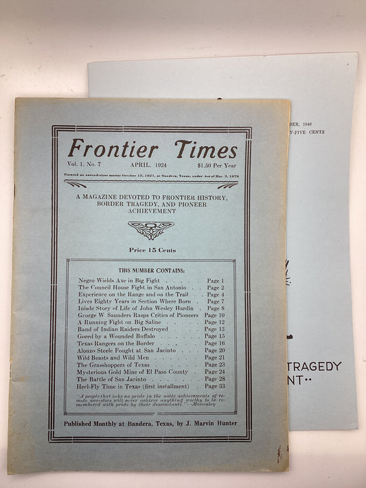 Frontier Times by J. Marvin Hunter 1923-1946 (Various Years) Books