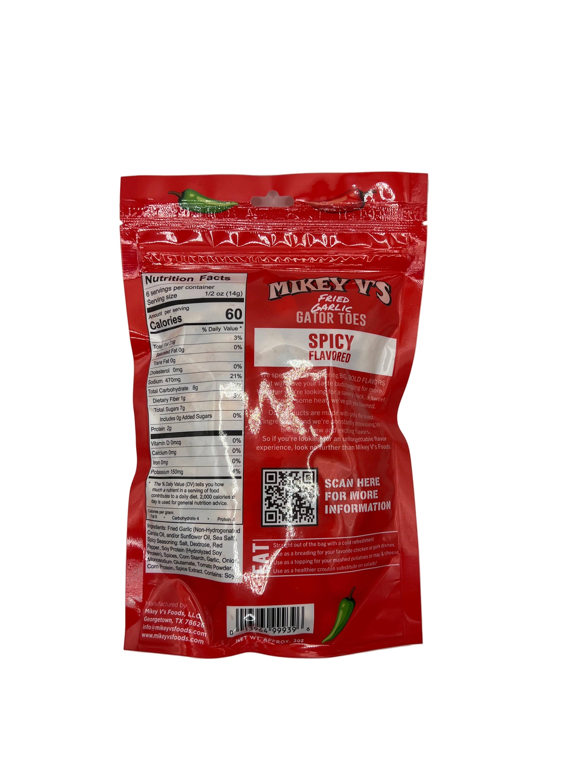 Gator Toes (Deep Fried Garlic) - Spicy: 3oz - Salty's Texas Provisions