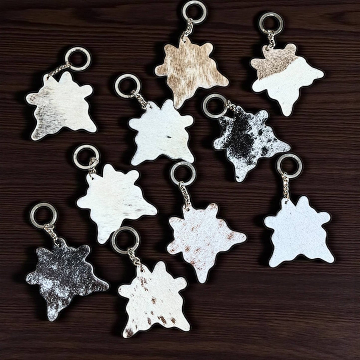 Mini cowhide rug keychain 