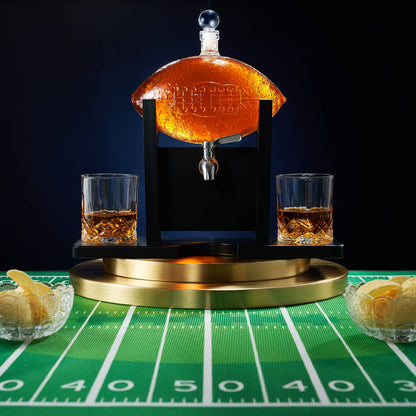 Football Decanter Set with 2 Whiskey & Wine Glasses | 1400mL - Salty's Texas Provisions