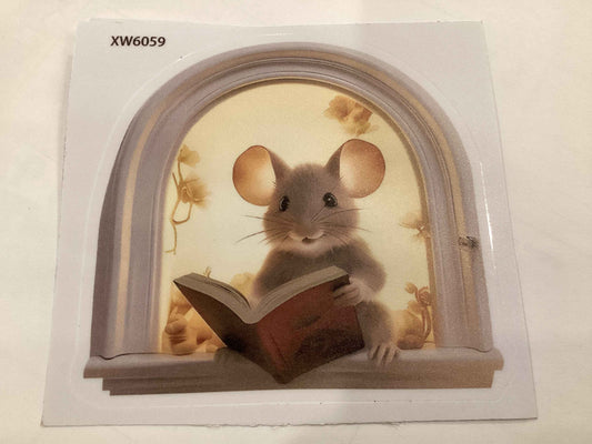 3D Reading Mouse Sticker