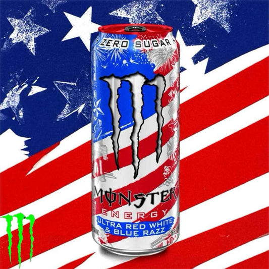 Monster Energy Ultra Red White & Blue Razz Zero 16 oz