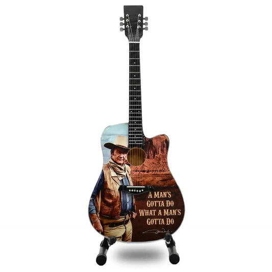 John Wayne Guitar - Man's Gotta Do 10" Tall with Stand