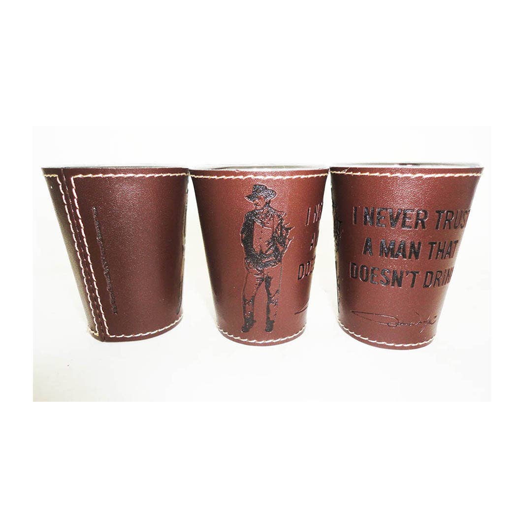 John Wayne Shot Glass - Leather Wrap