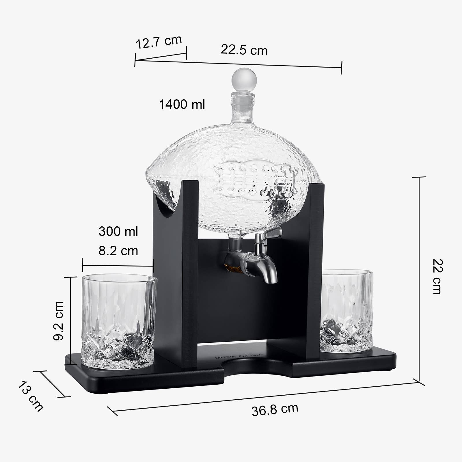Football Decanter Set with 2 Whiskey & Wine Glasses | 1400mL - Salty's Texas Provisions