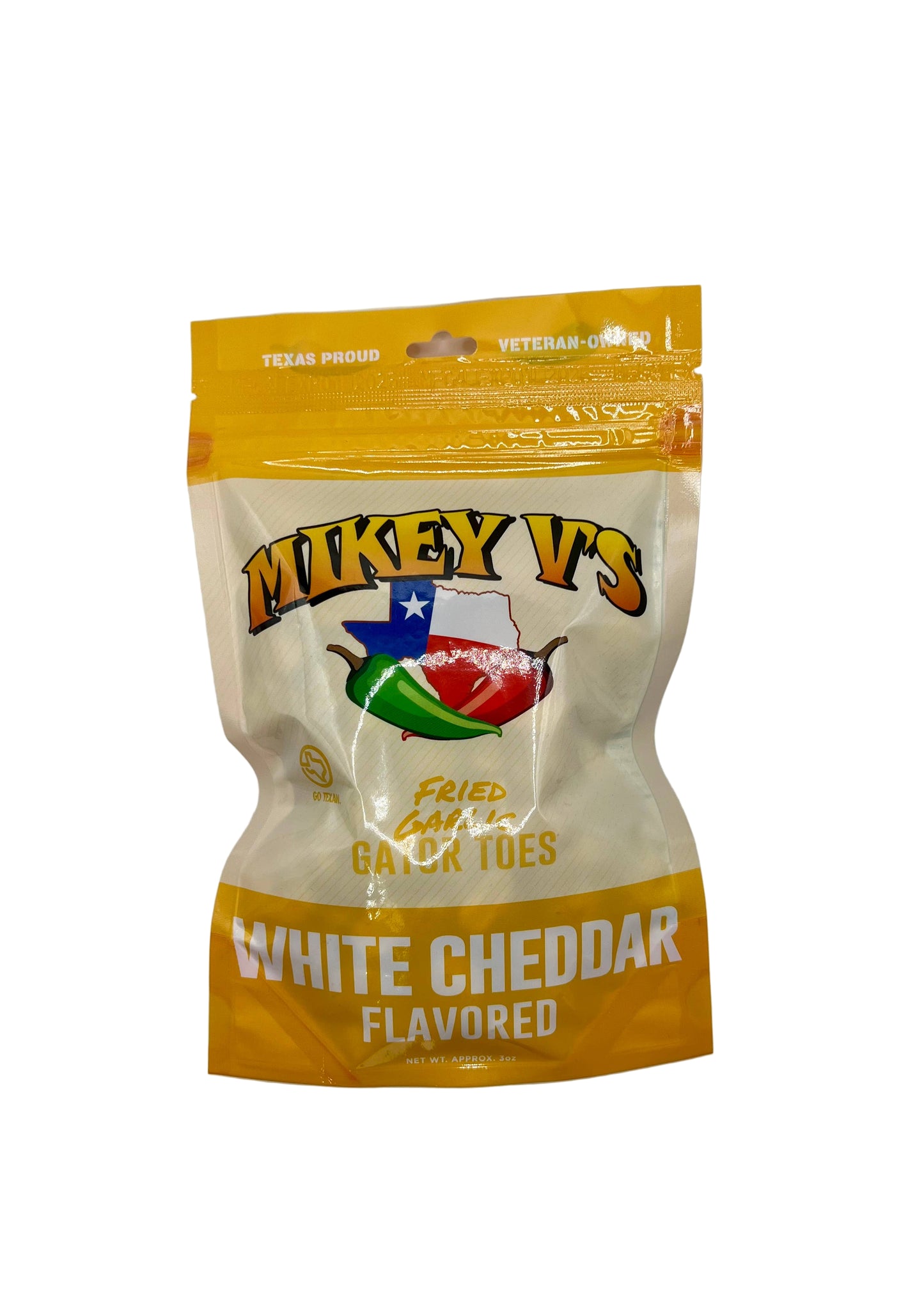 Gator Toes (Deep Fried Garlic) - White Cheddar: 3oz - Salty's Texas Provisions