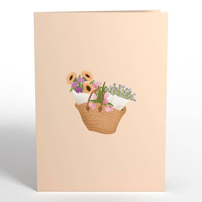 Thinking of You Flower Cart 5''x7'' Card, Pop-Up Cards - Texas Salt Co