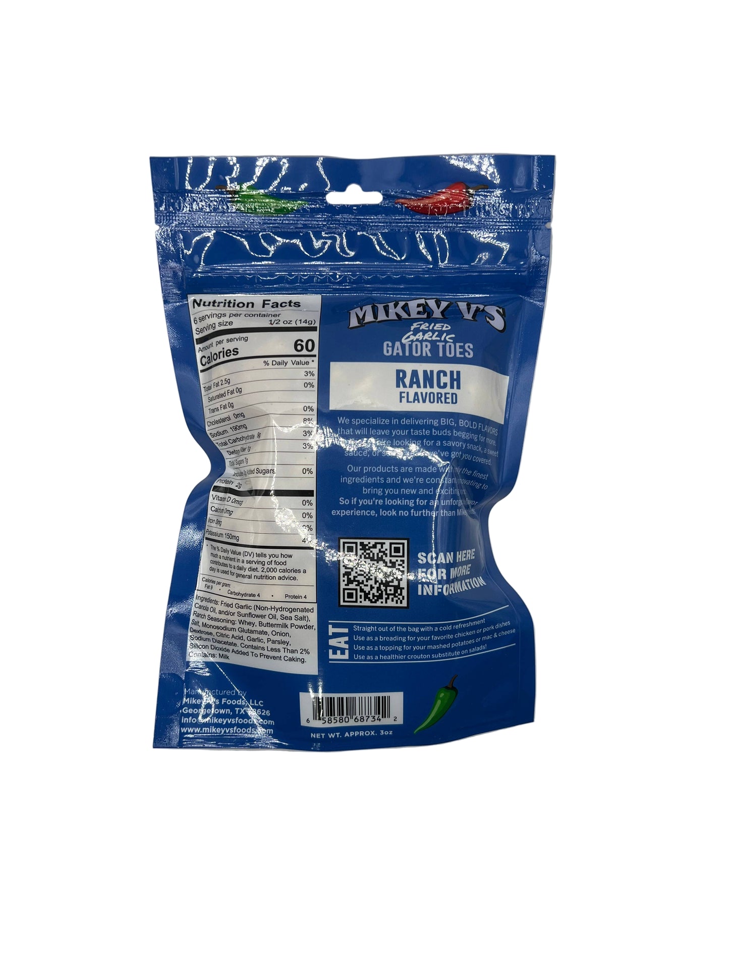 Gator Toes (Deep Fried Garlic) - Ranch: 3oz - Salty's Texas Provisions