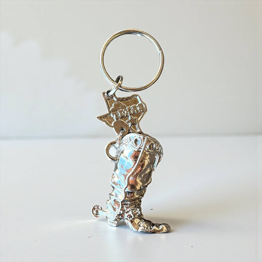 Cowboy boot metal keychain 