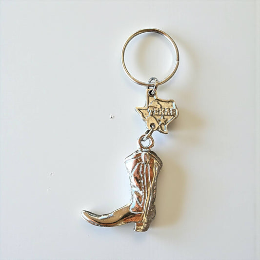 Cowgirl boot metal keychain 