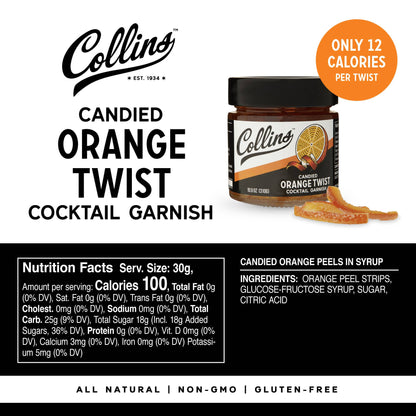 Italian Candied Orange Peel Twist Cocktail Garnish 10.9 oz