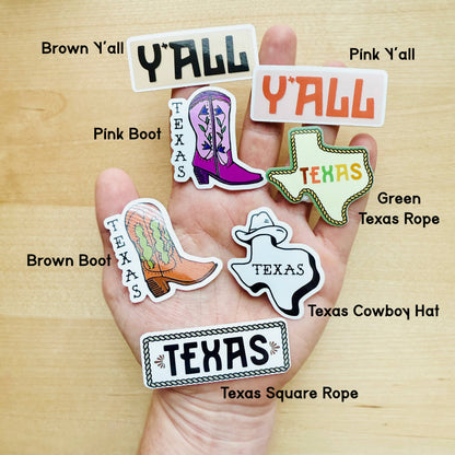 Mini Western Texas Stickers - Cowboy Hat - Boot - Texas Gift