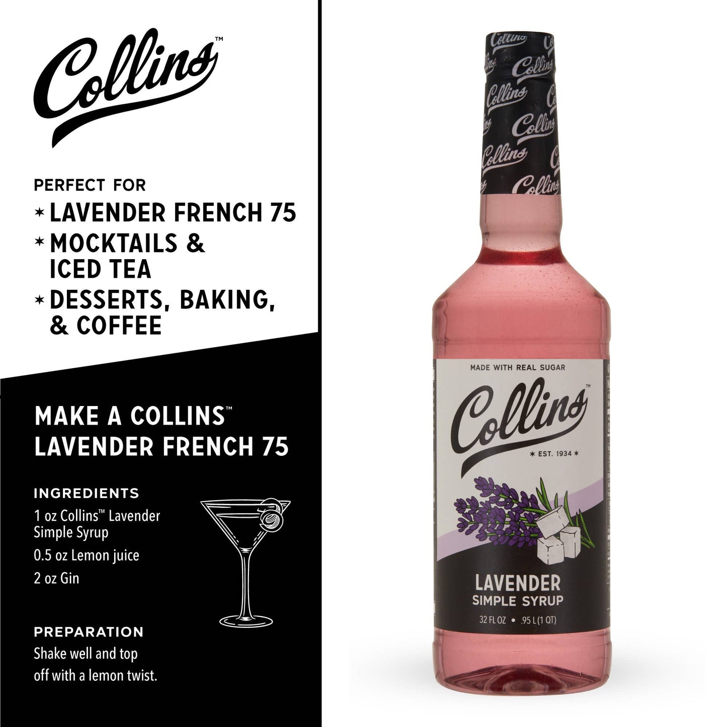 Real Sugar Lavender Cocktail Simple Syrup 32 oz