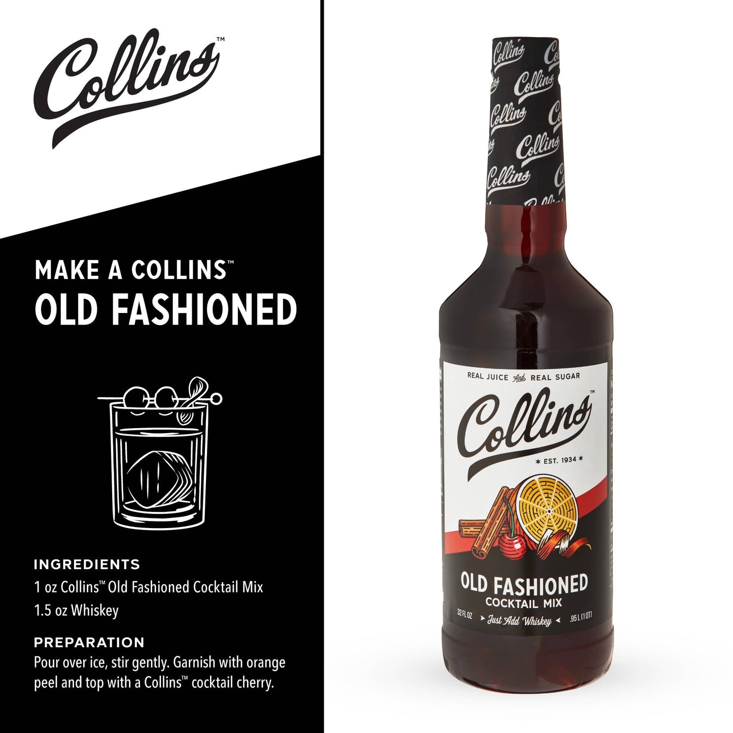 Real Sugar Old Fashioned Cocktail Mix 32 oz