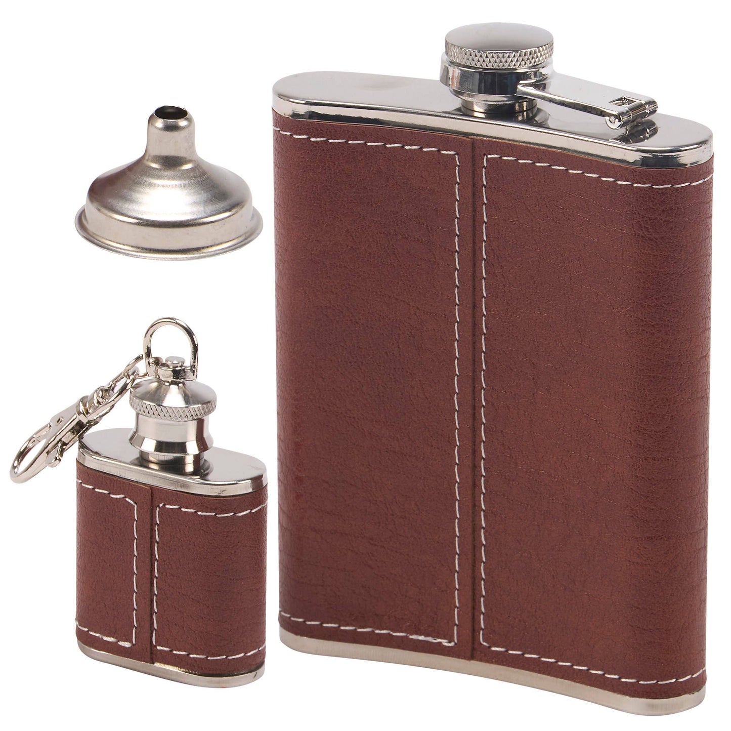 Brown Pebbled Flask Set