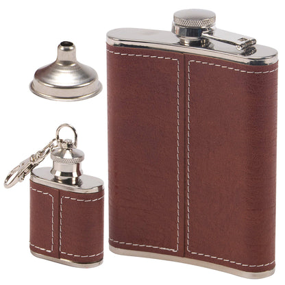 Brown Pebbled Flask Set