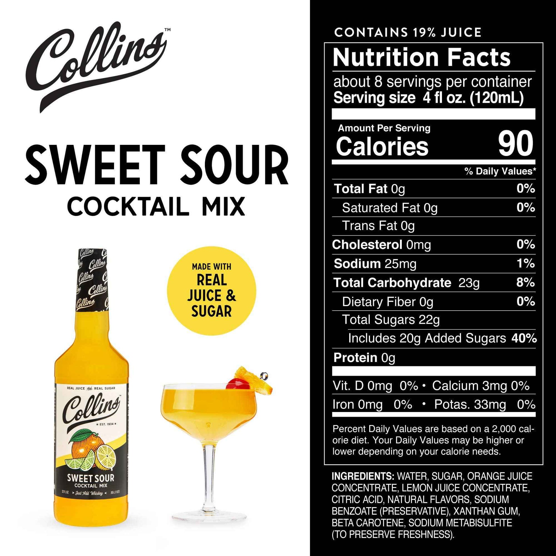 Real Sugar Sweet and Sour Cocktail Mix 32 oz
