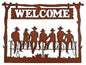 Framed Cowboys On Fence Horizontal Welcome Sign