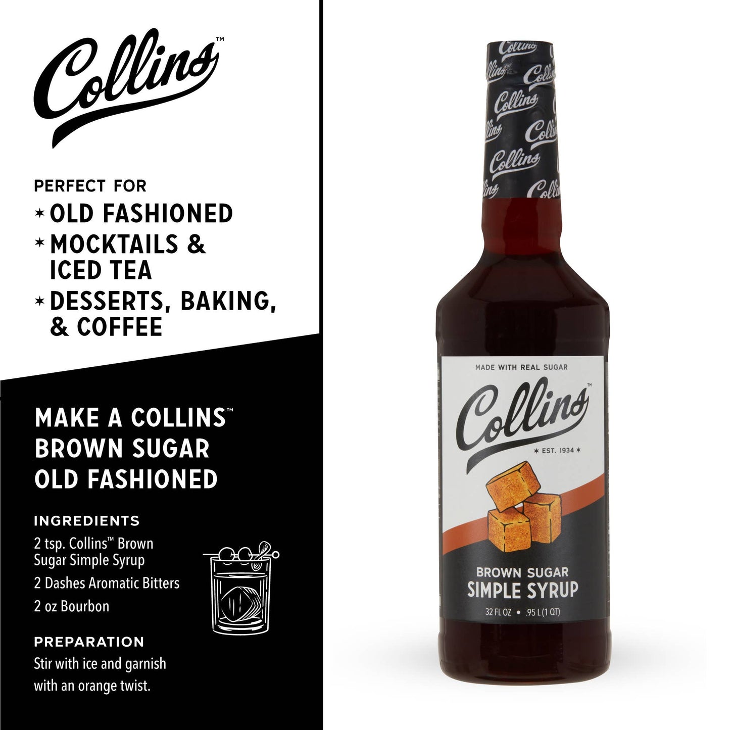 Real Brown Sugar Cocktail Simple Syrup 32 oz